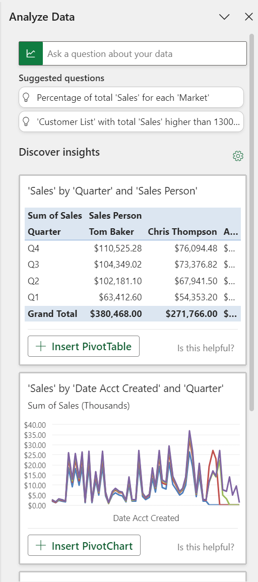 excel analyze data panel